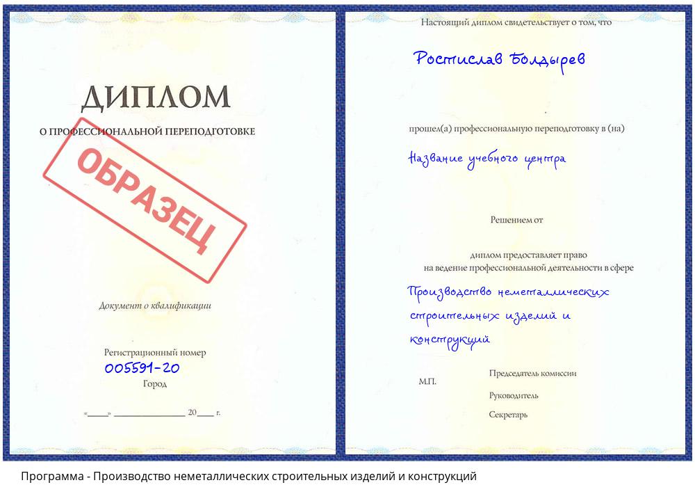 Производство неметаллических строительных изделий и конструкций Нальчик