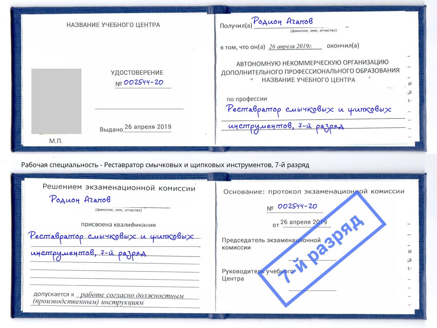 корочка 7-й разряд Реставратор смычковых и щипковых инструментов Нальчик